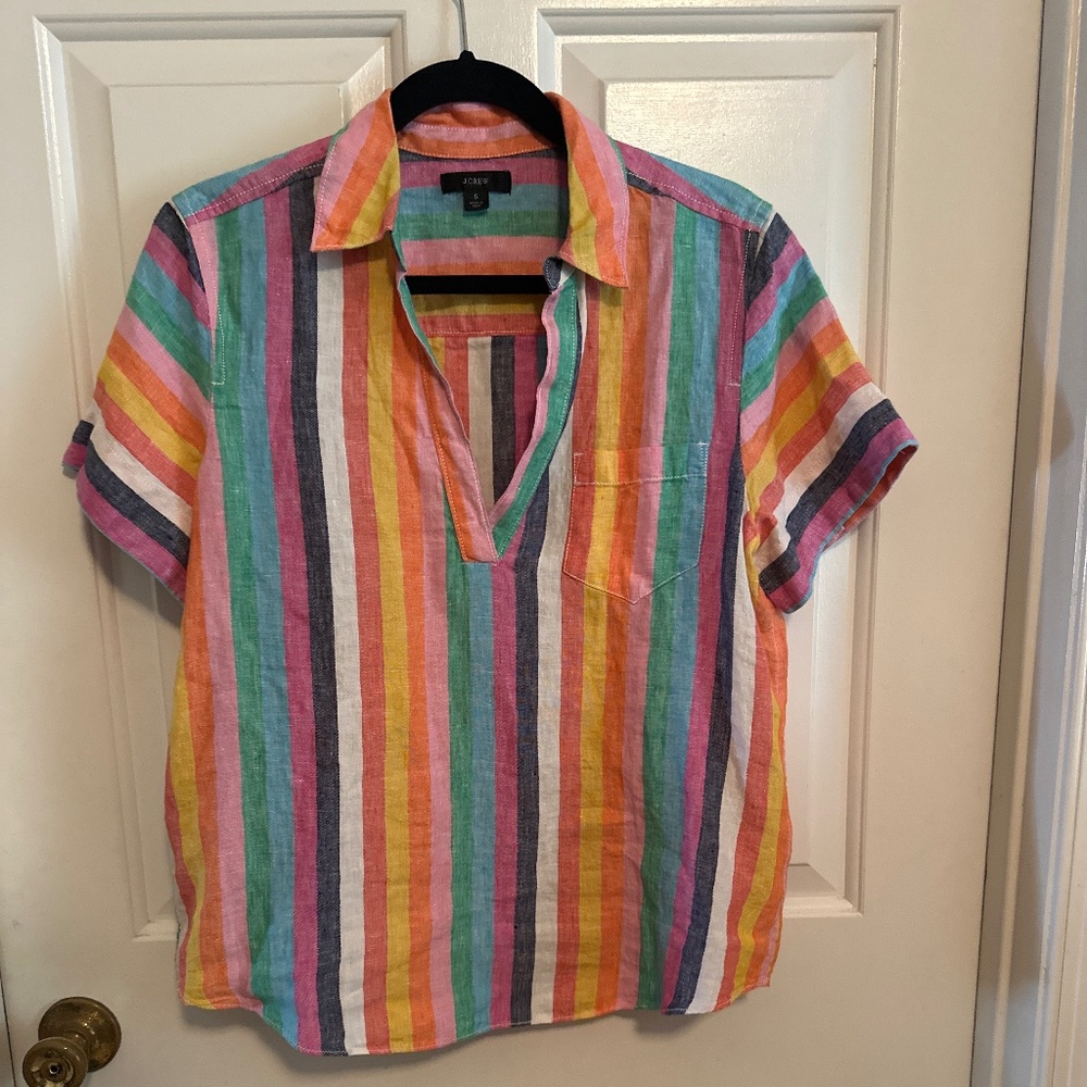 J. Crew Polo Popover in Rainbow Stripe